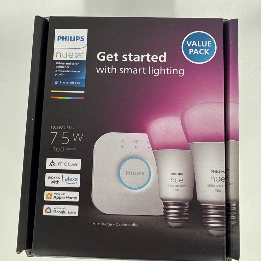 Philips HUE 75W White &Color Ambience Starter Kit E26 2-Pack